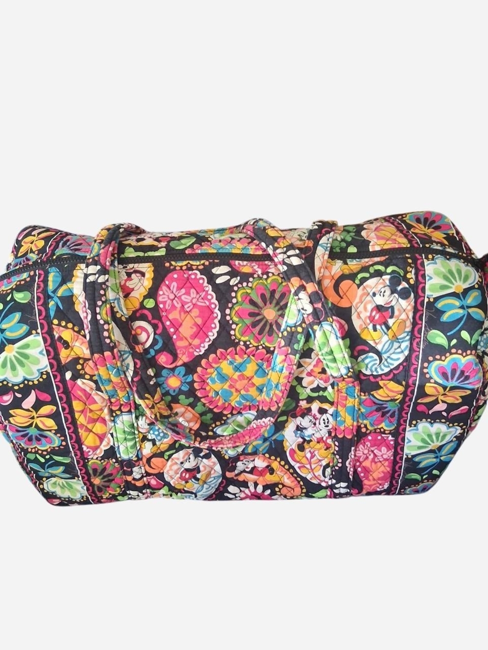 Vera Bradley Midnight Mickey Multicolor Floral Quilted Duffel